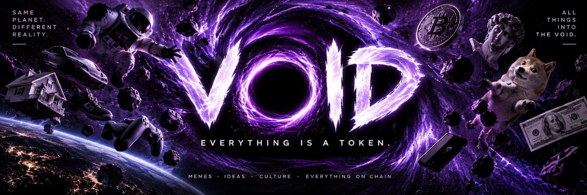 The VOID black hole pulling in cars, houses, coins, phones and internet memes